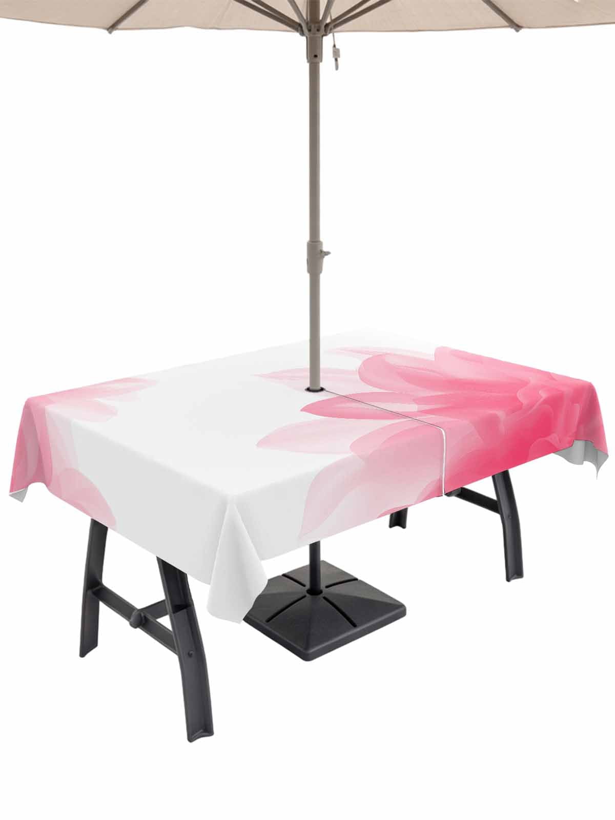 52x70 Inch Outdoor Tablecloth with Umbrella Hole Zipper Rectangle Pink ...