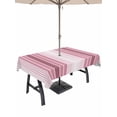 thumbnail image 1 of 52x70 Inch Outdoor Tablecloth with Umbrella Hole Zipper Rectangle Pink Ombre Stripe Rectangular Tablecloths Outside Waterproof Farmhouse Simple Striped Patio Table Cloth Cover for Picnic Party, 1 of 8