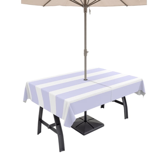 52x70 Inch Outdoor Tablecloth with Umbrella Hole Zipper Rectangle Purple Striped Rectangular Tablecloths Outside Waterproof Modern Classic Horizontal Stripes Patio Table Cloth Cover for Picnic Party