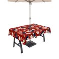 thumbnail image 1 of 52x70 Inch Outdoor Tablecloth with Umbrella Hole Zipper Rectangle Red Blossoms Black Cat Rectangular Tablecloths Outside Waterproof Farmhouse Romantic Flowers Patio Table Cloth Cover for Picnic Party, 1 of 8