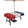 thumbnail image 1 of 52x70 Inch Outdoor Tablecloth with Umbrella Hole Zipper Rectangle Red Blue Stars 4th of July Rectangular Tablecloths Outside Waterproof Independence Day Rustic Patio Table Cover for Picnic Party, 1 of 8