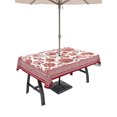 thumbnail image 1 of 52x70 Inch Outdoor Tablecloth with Umbrella Hole Zipper Rectangle Red Floral Rectangular Tablecloths Waterproof Vintage Flowers Botanical Farmhouse Greek Key Patio Table Cloth Cover for Picnic, 1 of 8