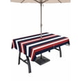 thumbnail image 1 of 52x70 Inch Outdoor Tablecloth with Umbrella Hole Zipper Rectangle Red Navy Blue Striped Rectangular Tablecloths Outside Waterproof Contemporary Minimalist Aesthetic Patio Table Cover for Picnic Party, 1 of 8