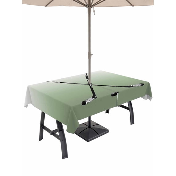 52x70 Inch Outdoor Tablecloth with Umbrella Hole Zipper Rectangle Sage Green Ombre Rectangular Tablecloths Outside Waterproof Black Hockey Sticks Minimalist Style Patio Table Cover for Picnic Party
