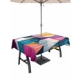 thumbnail image 1 of 52x70 Inch Outdoor Tablecloth with Umbrella Hole Zipper Rectangle Shabby Abstract Rectangular Tablecloths Outside Waterproof Geometric Artwork Painting Patio Table Cloth Cover for Picnic Party, 1 of 8