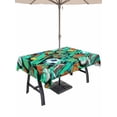 thumbnail image 1 of 52x70 Inch Outdoor Tablecloth with Umbrella Hole Zipper Rectangle Sports Theme Rectangular Tablecloths Outside Waterproof Funny Abstract Football Rugby Basketball Patio Table Cover for Picnic Party, 1 of 8
