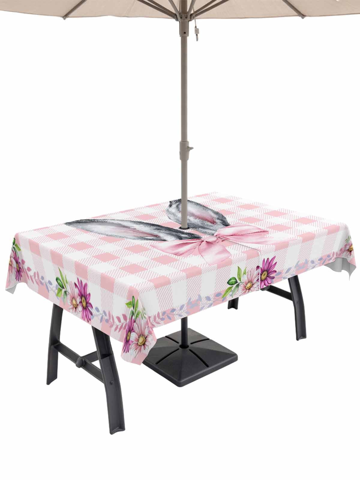 52x70 Inch Outdoor Tablecloth with Umbrella Hole Zipper Rectangle ...
