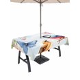 thumbnail image 1 of 52x70 Inch Outdoor Tablecloth with Umbrella Hole Zipper Rectangle Spring Floral Rectangular Tablecloths Outside Waterproof Pastoral Butterfly Birds Elegant Patio Table Cloth Cover for Picnic Party, 1 of 8
