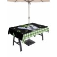 thumbnail image 1 of 52x70 Inch Outdoor Tablecloth with Umbrella Hole Zipper Rectangle St. Patrick's Day Rectangular Tablecloths Outside Waterproof Lucky Shamrock Cute Puppy Hat Green Plaid Patio Table Cover for Picnic, 1 of 8