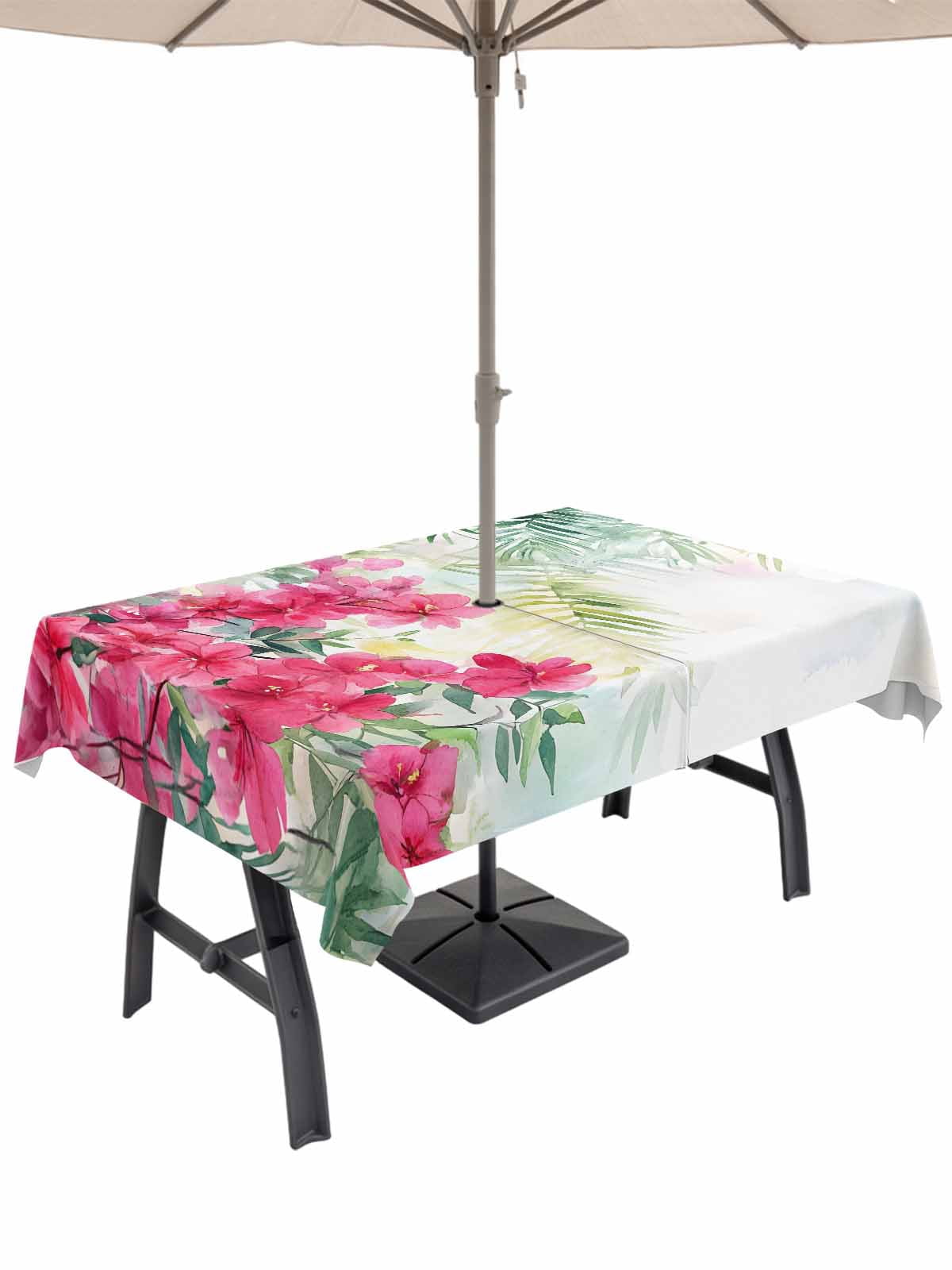 52x70 Inch Outdoor Tablecloth with Umbrella Hole Zipper Rectangle ...