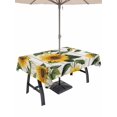 thumbnail image 1 of 52x70 Inch Outdoor Tablecloth with Umbrella Hole Zipper Rectangle Sunflowers Rectangular Tablecloths Outside Waterproof Botanical Floral Leaves Beige Wooden Grain Patio Table Cover for Picnic Party, 1 of 8