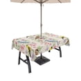 thumbnail image 1 of 52x70 Inch Outdoor Tablecloth with Umbrella Hole Zipper Rectangle Watercolor Botanical Rectangular Tablecloths Outside Waterproof Spring Flowers Birds Rustic Beige Patio Table Cloth Cover for Picnic, 1 of 8