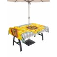 thumbnail image 1 of 52x70 Inch Outdoor Tablecloth with Umbrella Hole Zipper Rectangle Yellow Sunflower Rectangular Tablecloths Outside Waterproof Watercolor Eucalyptus Leaves Plaid Patio Table Cover for Picnic Party, 1 of 8