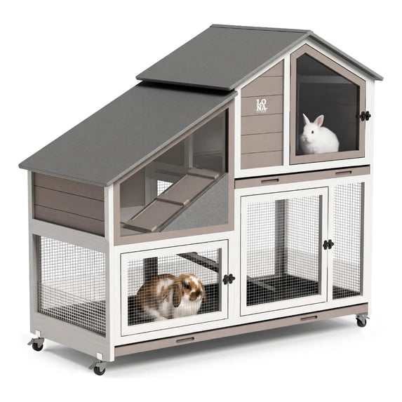 53.1” Indoor & Outdoor Rabbit Hutch with Wheels, Dark Brown - Walmart.com
