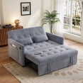 thumbnail image 1 of 53.15" Corduroy Convertible Sofa Bed with Adjustable Backrest, USB Port & Side Storage Pockets, Pull Out Couch for Small Spaces, Gray, 1 of 6