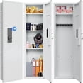 thumbnail image 1 of 53.15" Tall Wall Safe Between the Studs 16" Centers, Hidden Wall Safes With Removable shelfs and Adjustable Gun Rack, Digital Keypad Wall Gun Safe for Home Cash, Jewelry, Documents - White, 1 of 6