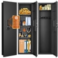 thumbnail image 1 of 53.15" Wall Safe Between the Studs, Biometric Fingerprint Hidden Safe with Dual Alarm System and Silent Mode, Wall Gun Safe with 3 Adjustable Shelves and Magnetic Slot (Black-Fingerpirnt), 1 of 7