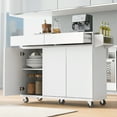 thumbnail image 1 of 53.2'' Kitchen Island with Drop Leaf, Kitchen Storage Cart with Spice Rack, Towel Rack and 2 Drawers, Rolling Kitchen Island on Wheels with Adjustable Shelves for Kitchen, Dining Room, White, 1 of 7