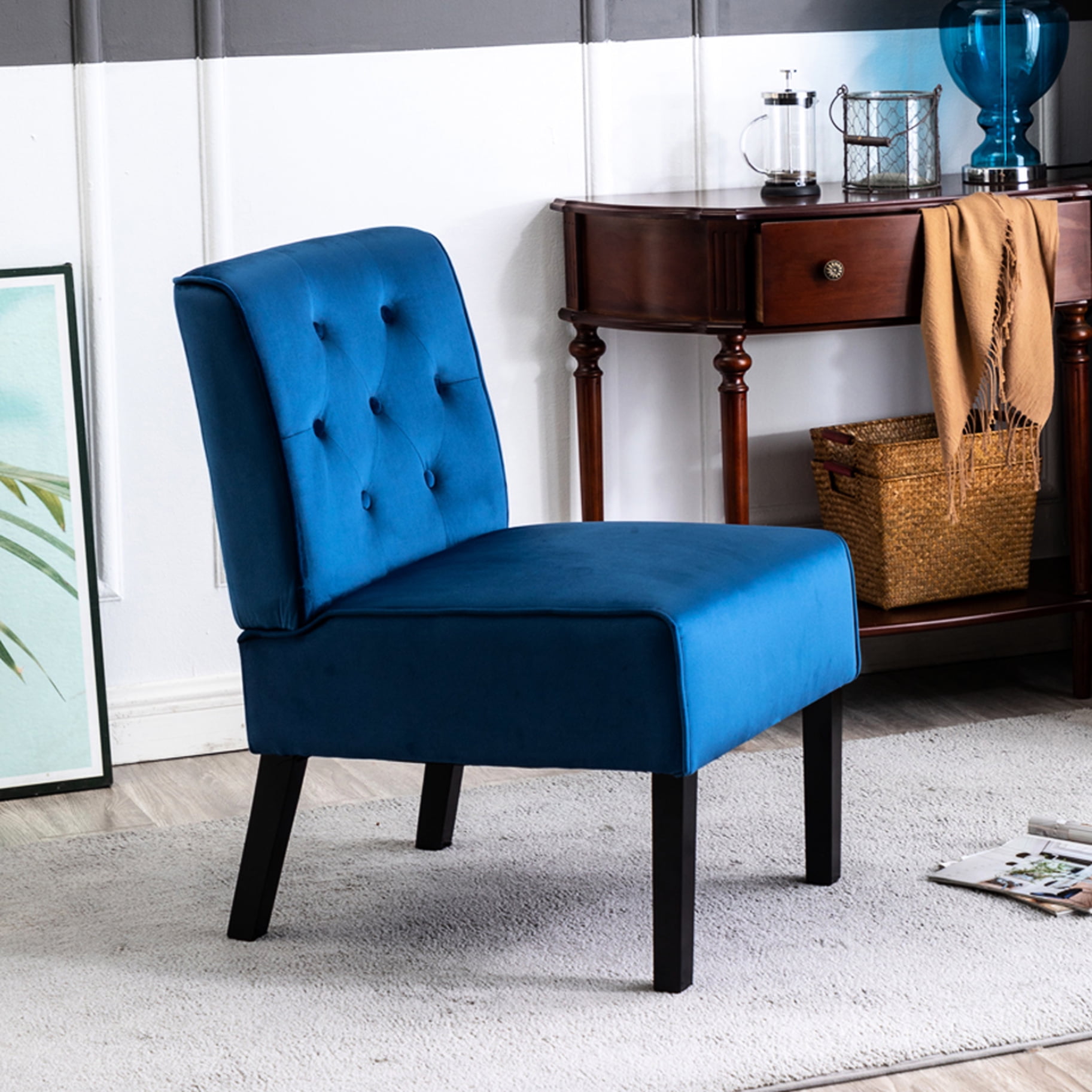 53" 2-Piece Dark Blue Velvet - Button Tufted & Comfortable Seating ...