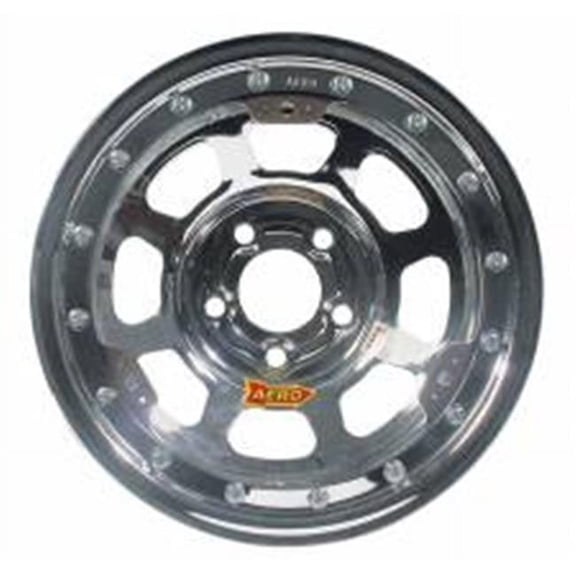 53-285040 15 x 8 in. 53 Series IMCA Rolled Beadlock Wheel, Chrome - 5 x 5 in. Bolt Circle