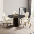 thumbnail image 1 of 53.3" Round Dining Table With Black Metal Iron Base - Accommodates 6 People, Sintered Stone Top, , , High Temperature Tabletop, Base, 6, To Electrical Conductivity, Easy Clean, 1 of 5
