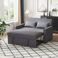 thumbnail image 1 of 53" 3-in-1 Convertible Sofa Bed, Pull Out Sofa Bed with 2 Pillows, 6 Adjustable Backrest, Loveseat Sofa Couch for Living Room, Apartment. Linen-Grey, 1 of 9