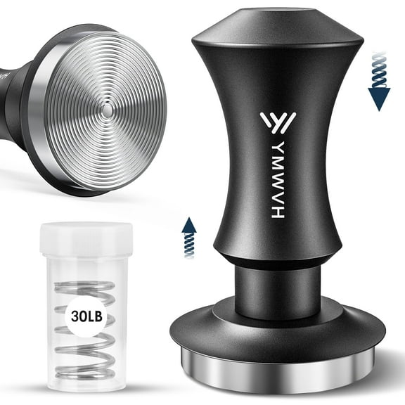 53.3mm Espresso Coffee Tamper, Barista - Grade Tool. Dual - Calibrated Spring Stainless Steel Ripple Base, Constant 30lbs Pressure, Compatible with Espresso Machines.