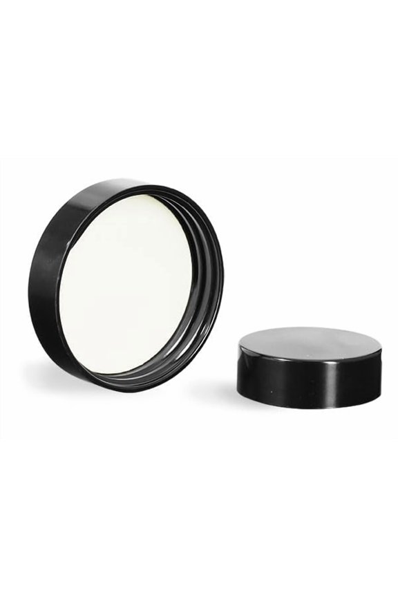 53/400 Plastic Caps, Black Smooth Phenolic PV Lined Caps