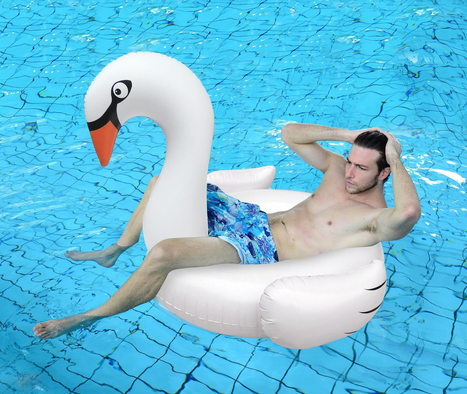 53.5 Inflatable White Swan Swimming Pool Ring Float