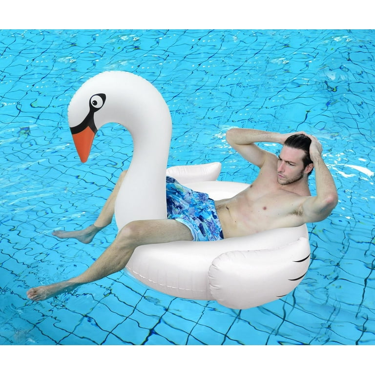 Inflatable White Swan Swimming Pool Ring Float