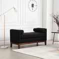 thumbnail image 1 of 53.5"W Elegant Upholstered Bench,Ottoman with Wood Legs and Bolster Pillows,Ottoman Bench for End of Bed,Bedroom,Living Room,Entryway,Black, 1 of 6
