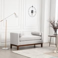 thumbnail image 1 of 53.5" Wide Vintage Bench with Wood Legs & Velvet Upholstery, Bolster Pillows Ottoman for Bedroom End of Bed, Living Room & Entryway Seating, Light Gray, 1 of 6