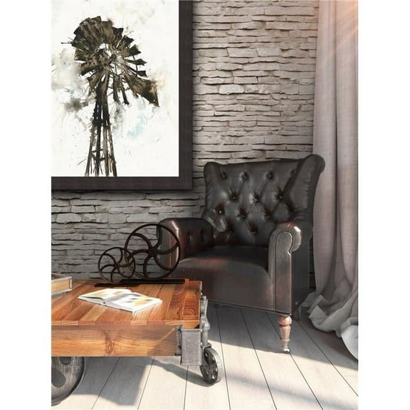 53.5 x 35.5 in. Watercolor Windmill Framed Textured Fine Art Print