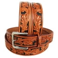 thumbnail image 1 of 53-54  Men's Western Rodeo Fashion Floral Tooled Black Inlay Leather Belt 2644RS, 1 of 1