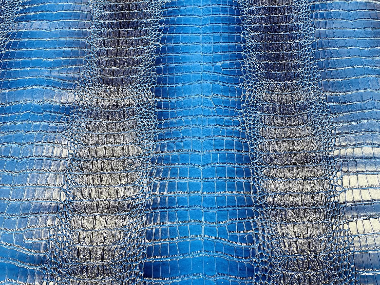 53/54" Wide Gator Fake Leather Upholstery, 3-D Crocodile Skin Texture Faux Leather PVC Vinyl Fabric (1 Yard, Royal Blue)
