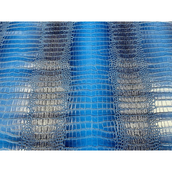 53/54" Wide Gator Fake Leather Upholstery, 3-D Crocodile Skin Texture Faux Leather PVC Vinyl Fabric (1 Yard, Royal Blue)