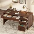 thumbnail image 1 of 53.54" Wooden Computer Desk Home Office Desk with Drawers, 53.5" Executive Desk with Power Outlet, Rustic Large Home Writing Desk Work Desk with File Cabinet for Work, Study, Writing, 1 of 6