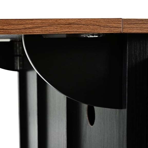 53.7" Style Kitchen Storage Island With Power Socket, 2 Sliding Barn Doors, Drop Leaf, Spice Rack, Wheels For & Dining, Dark Rolling Leaf And Power, Home Kitchen, Black