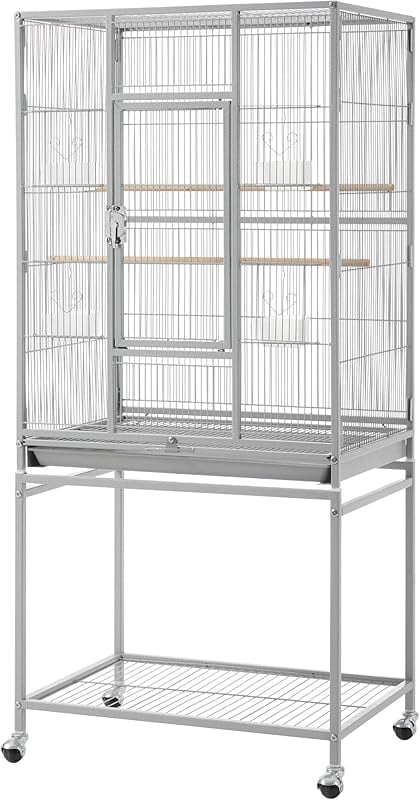 53.7-inch Bird Cage with Stand Wrought Iron Construction Bird Cage for ...
