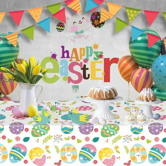 53.93 X 107.87in Easter Tablecloths Party Tablecloths Waterproof Oil Resistants Disposable Birthday Party Decoration Tablecloths