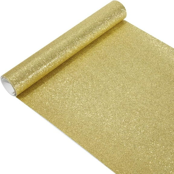 53.9411.81 Inch Solid Shiny Glitter PU Leather Rolls Fabric Sheets Sparkly Superfine PU Leather Sparkle Rolls for DIY Crafts Patchwork Wedding Sewing Making Earrings Decorations (Gold) 1pc