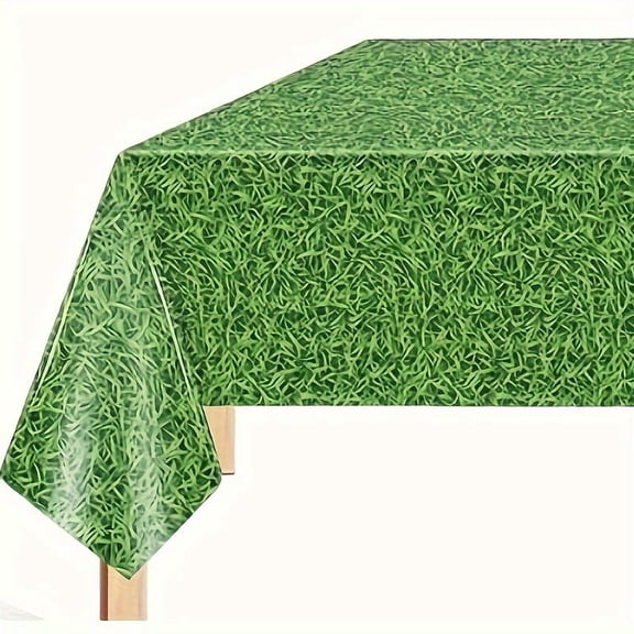 53.94 x 107.87 inch Rectangular Faux Green Grass Table Covers for Soccer Theme, Birthday Parties, Sports Events