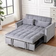thumbnail image 1 of 53" Adjustable Velvet Sleeper Loveseat Couch, Pull-Out Couch Bed with Side Pockets, Convertible Loveseat Sofa Bed with 3-in-1 Design for Living Rooms, Apartments, Cement Grey, 1 of 4