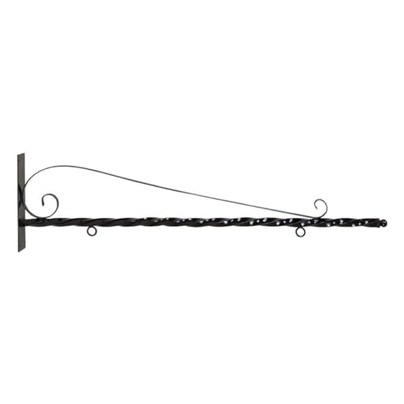 53" Deluxe Heavy Duty Scroll Bracket, Black Steel, Wall Mount