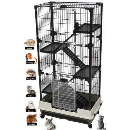 53'' EXTRA LARGE 5-Levels Deluxe and Durable Indoor Guinea Pig Ferret Rabbit Small Animal Cage Hutch Pull Out Tray with 3 Front Doors