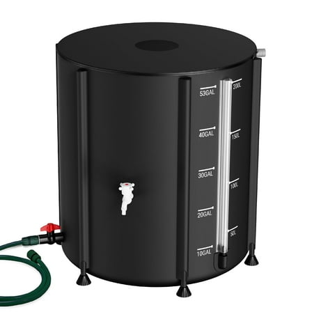 53 Gallon Collapsible Rain Barrel 1000D Rainwater Collection Storage Tank with Garden Hose