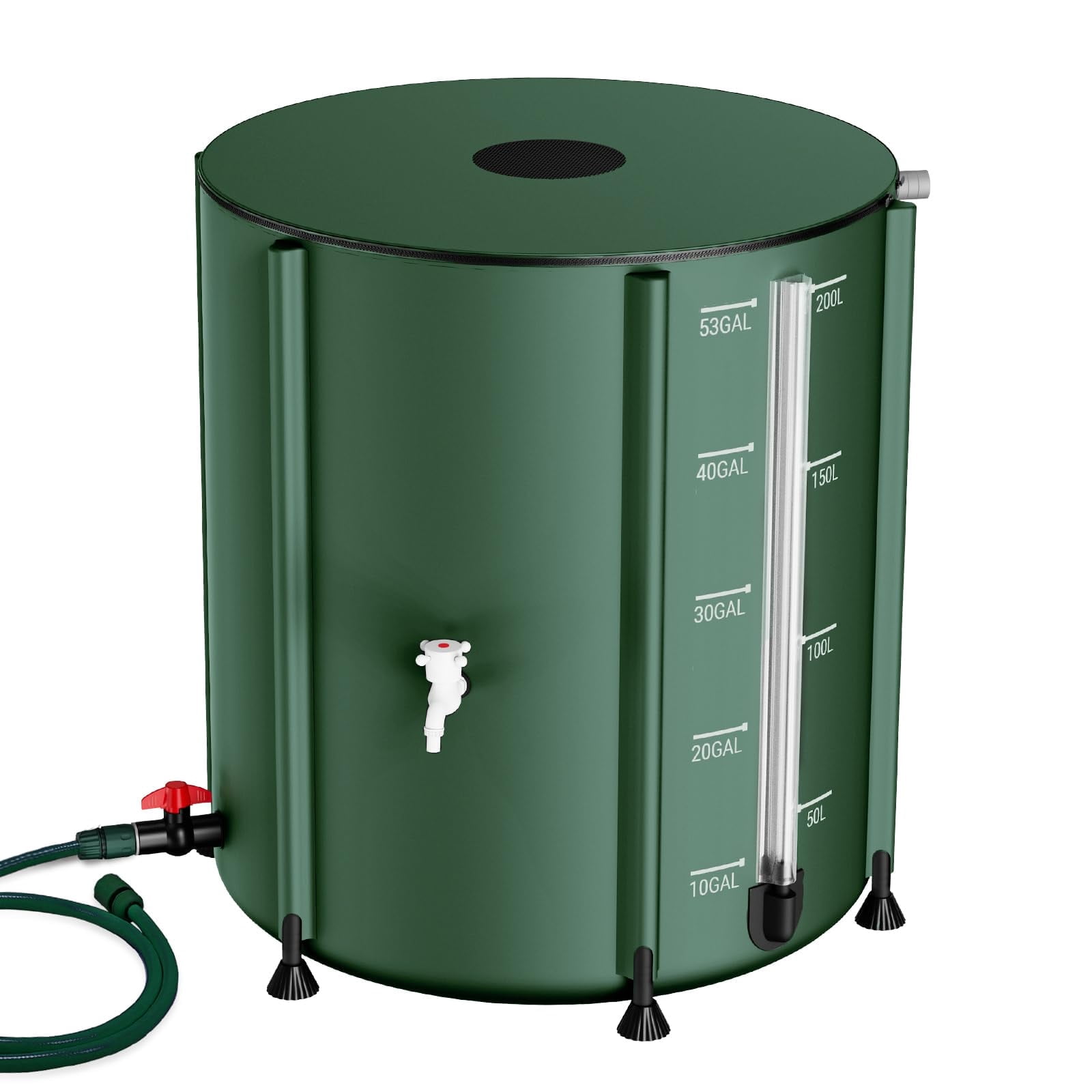 53 Gallon Collapsible Rain Barrel 1000D Rainwater Collection Storage Tank with Garden Hose