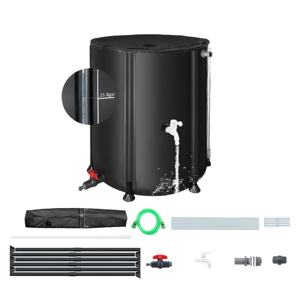 53 Gallon Rain Barrel Water Catcher with Filter & 2 Spigots, Overflow Kit Included, Portable Tank for Rainwater Harvesting from Gutters, Garden & Outdoor