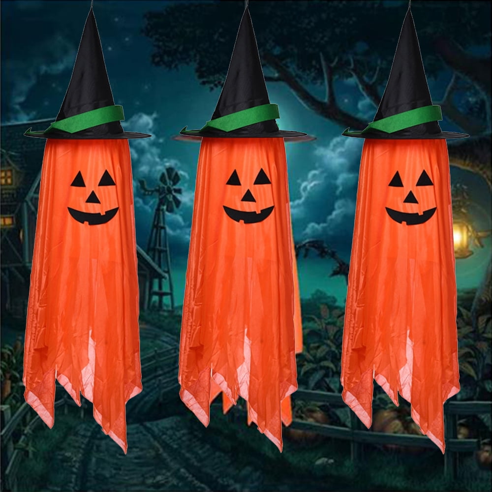 53 Inch 3 Pack Halloween Windsock Hanging Ghost Halloween Outdoor Decorations Pumpkin Orange 0156