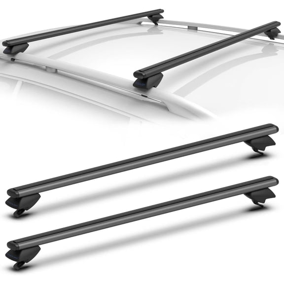 53 Inch Aluminum Roof Rack Cross Bars for Raised Side Rails, Adjustable Cargo Bars, Hold 165 LBS, Black